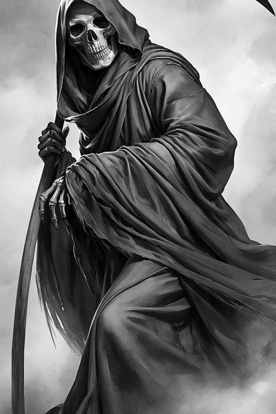 Grim Reaper Black-White Print. poster
