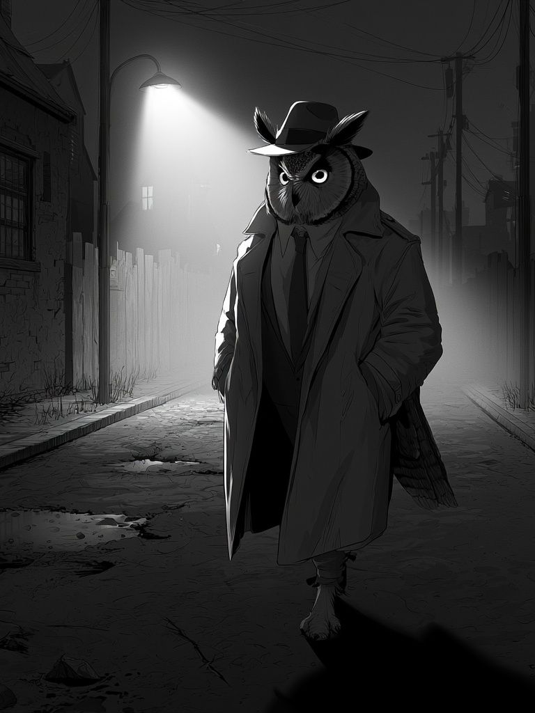 Noir Owl Detective Poster. poster — illustration art