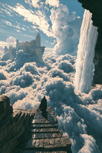 Cloud Stairway Fantasy Landscape Poster. poster — illustration art
