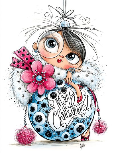 Merry Christmas Doll Illustration Poster. poster