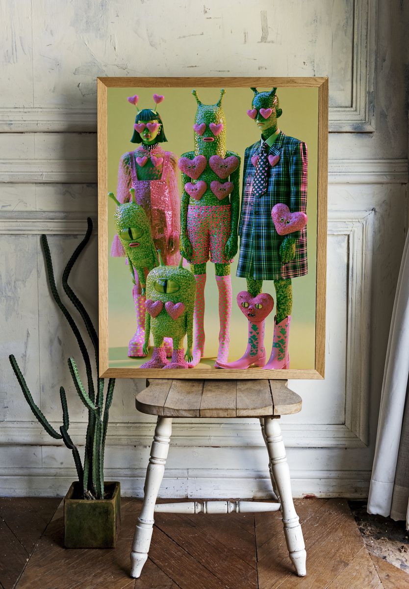 Neon Rabbit Hotel Lobby Poster. — room view 1