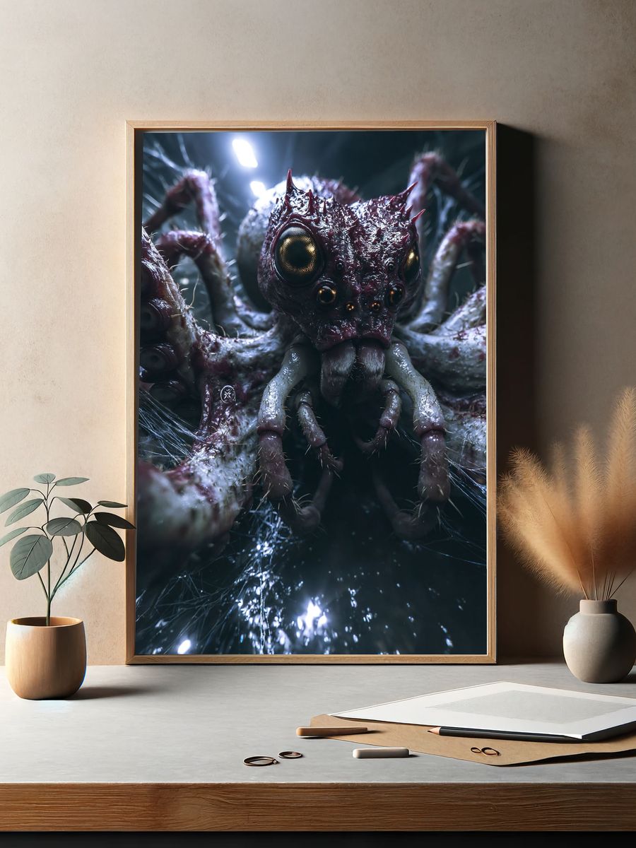 Alien Spider Creature Illustration Poster. — room view 2