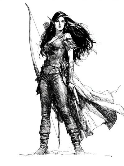 Warrior Woman Ink Illustration Poster. poster