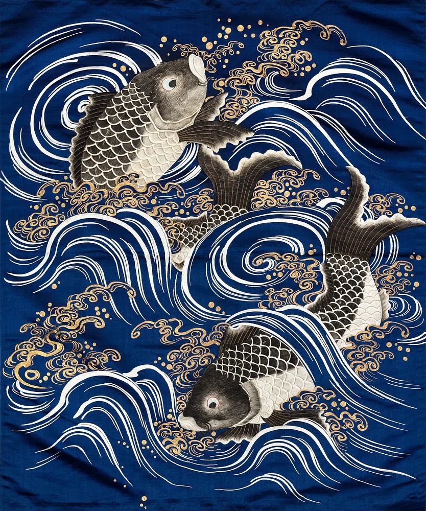 Gift Cover (Fukusa) Carp Waves. poster detail