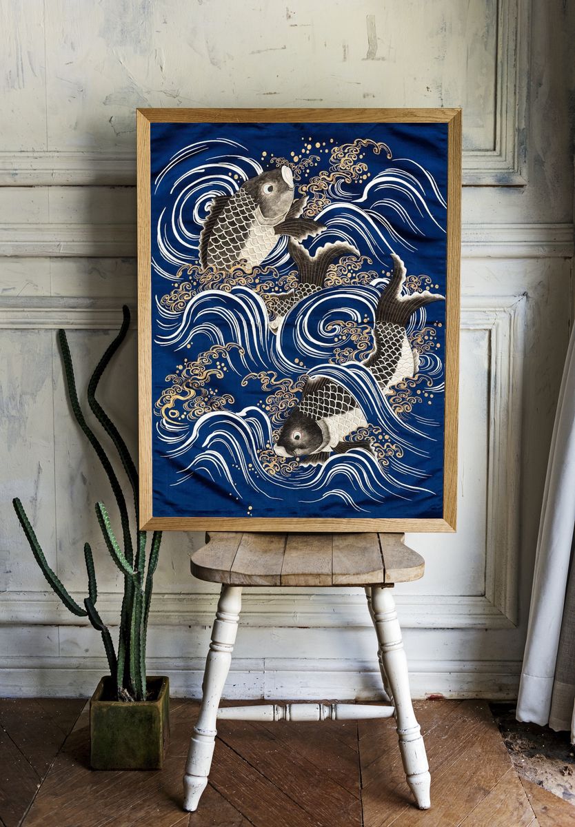 Gift Cover (Fukusa) Carp Waves. — room view 1