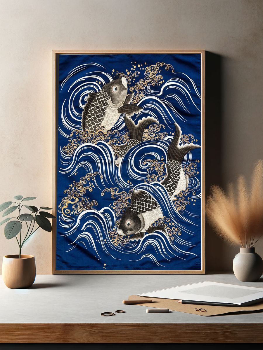 Gift Cover (Fukusa) Carp Waves. — room view 2