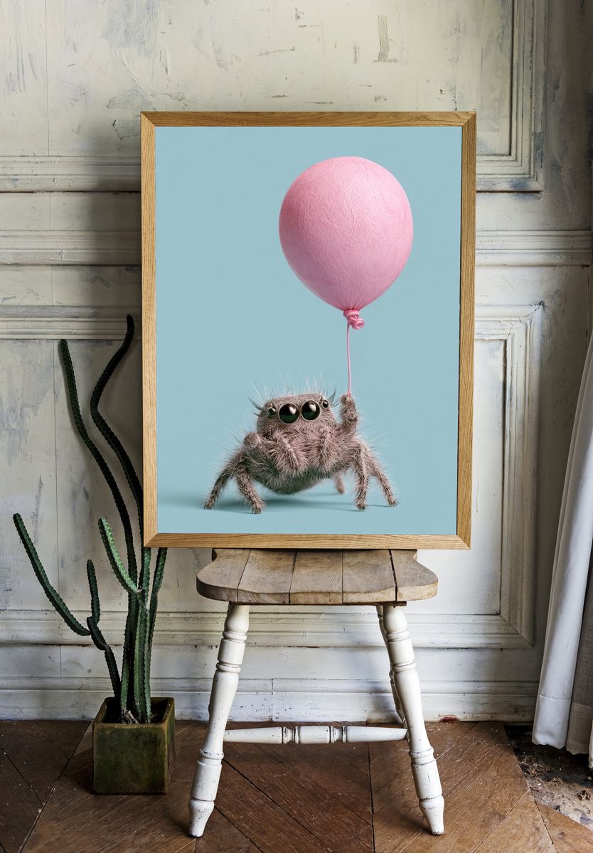 Spider with Balloon Illustration Poster. room preview