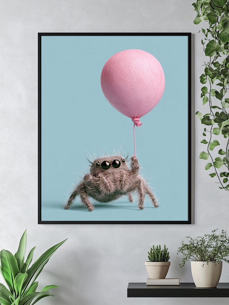 Spider with Balloon Illustration Poster. — room view 4