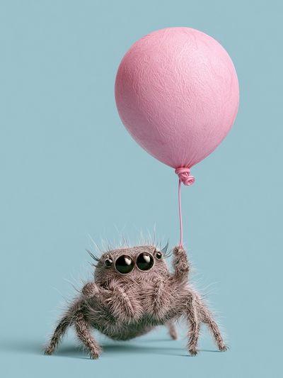 Spider with Balloon Illustration Poster. poster