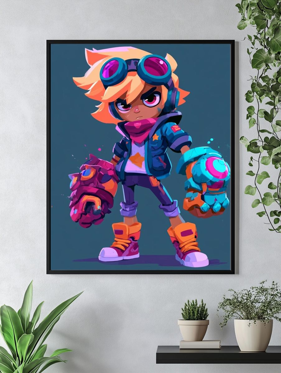 Cyberpunk Kid Illustration Poster. — room view 4