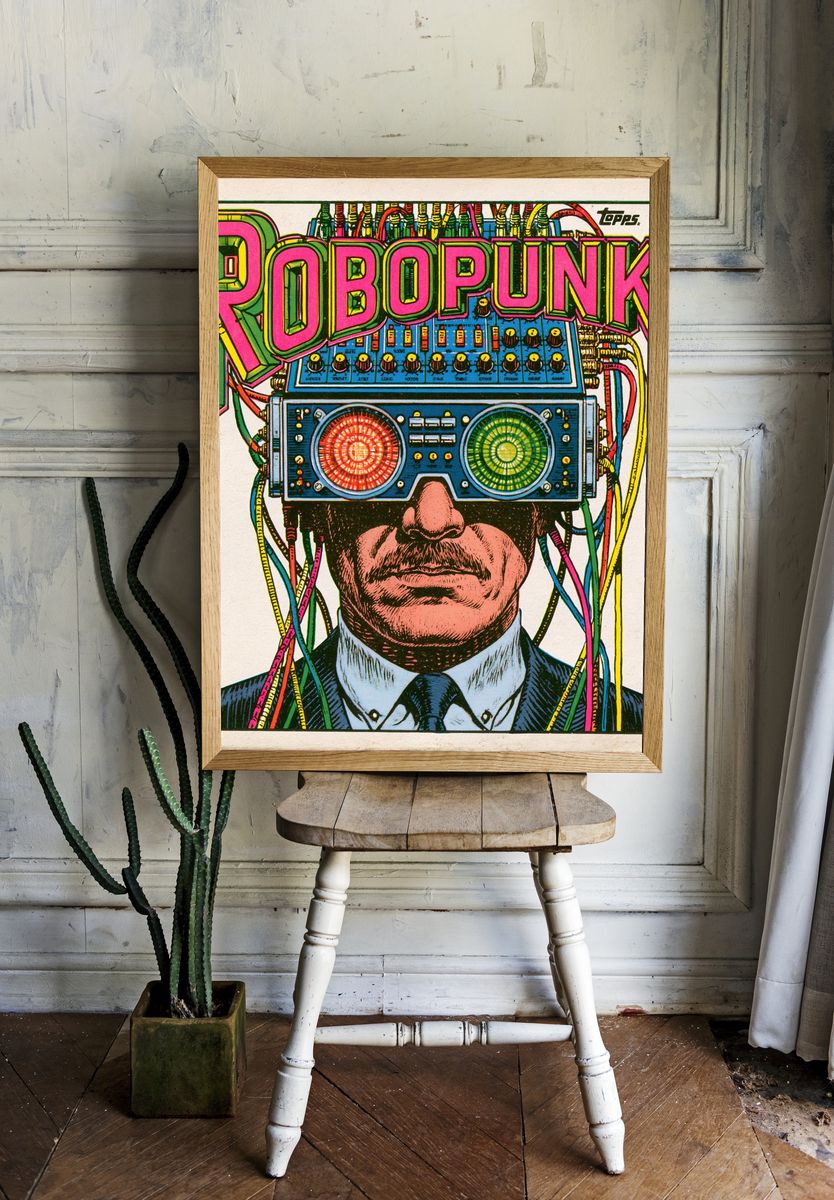 Robopunk Retro Illustration Poster. room preview
