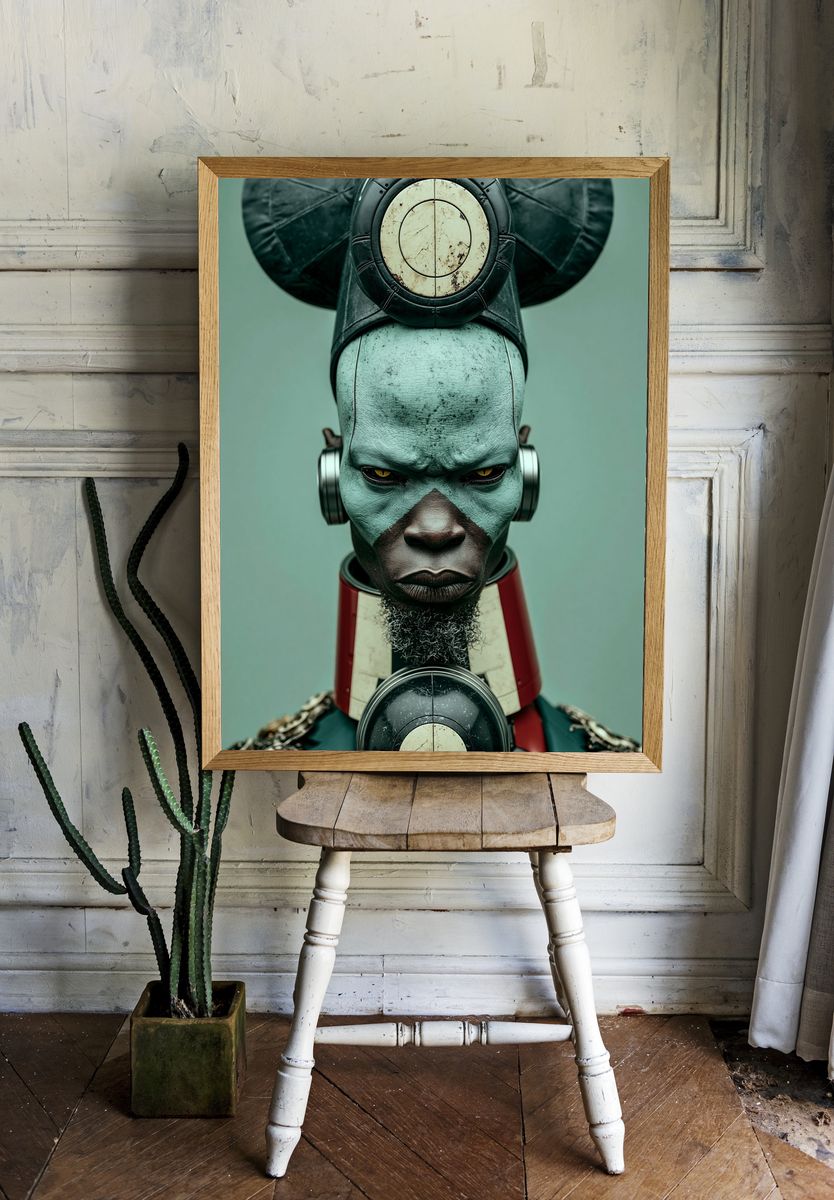 Futuristic Tribal Portrait Print. room preview