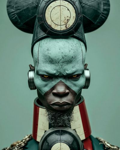 Futuristic Tribal Portrait Print. poster