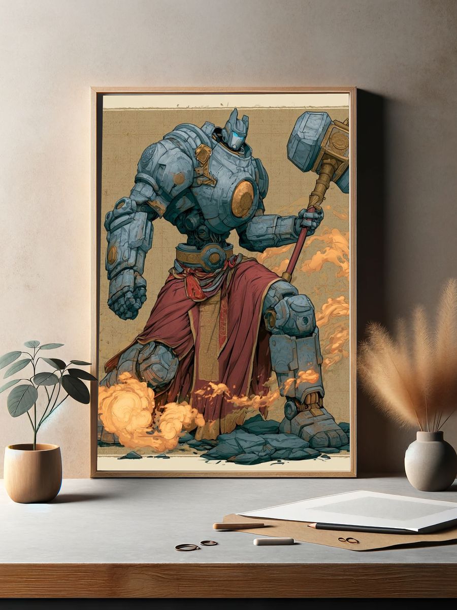 Armored Fire Giant Illustration Poster. — room view 2