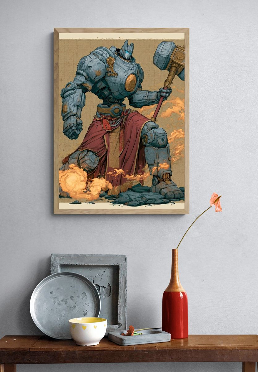 Armored Fire Giant Illustration Poster. — room view 3