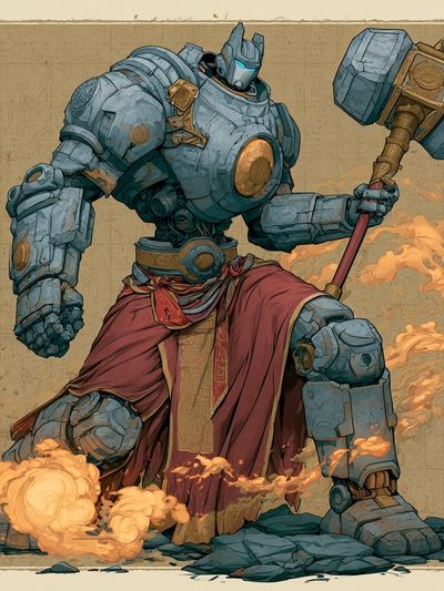 Armored Fire Giant Illustration Poster. poster
