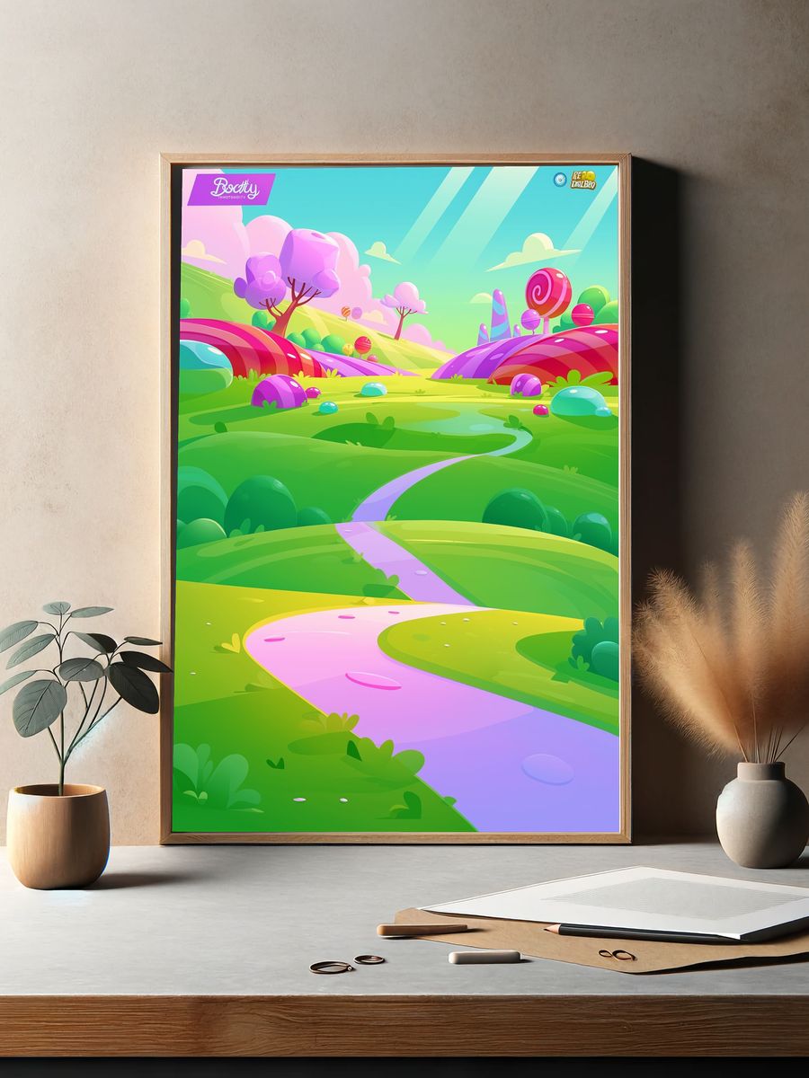 Candyland Hills Illustration Poster. — room view 2