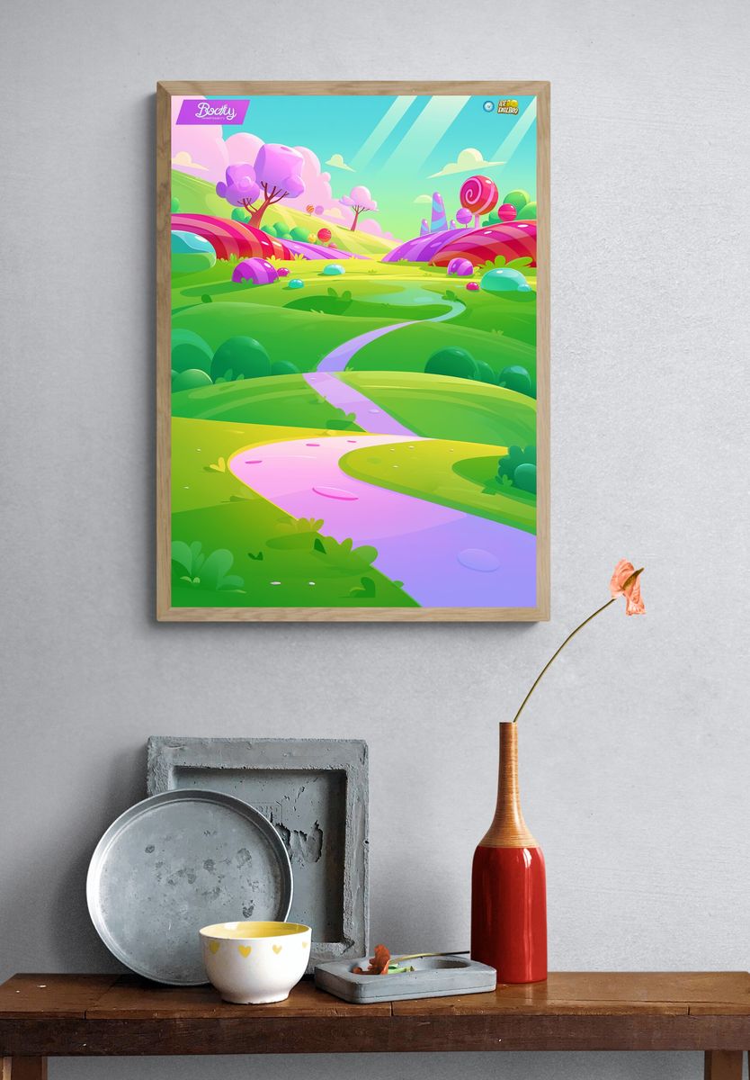 Candyland Hills Illustration Poster. — room view 3
