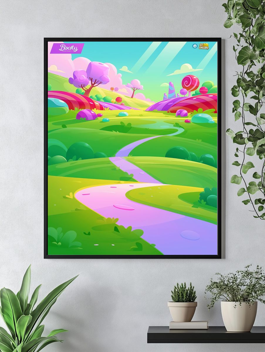Candyland Hills Illustration Poster. — room view 4
