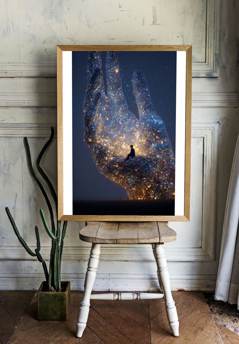 Cosmic Hand Surrealism Print. — room view 1