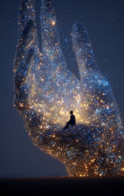 Cosmic Hand Surrealism Print. poster print
