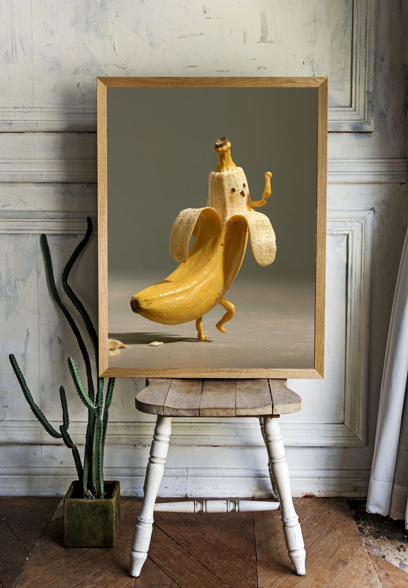 Dancing Banana Character Illustration Poster. — room view 1