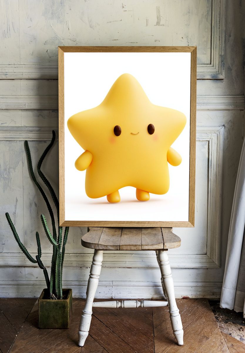 Cute Yellow Star Illustration Poster. room preview