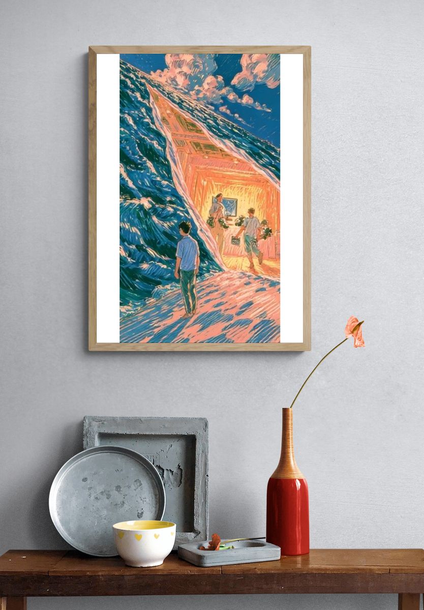 Ocean Portal Digital Art Poster. — room view 3
