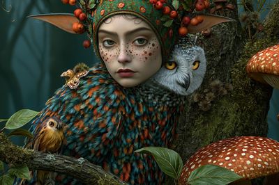 Forest Faerie Portrait Print. poster