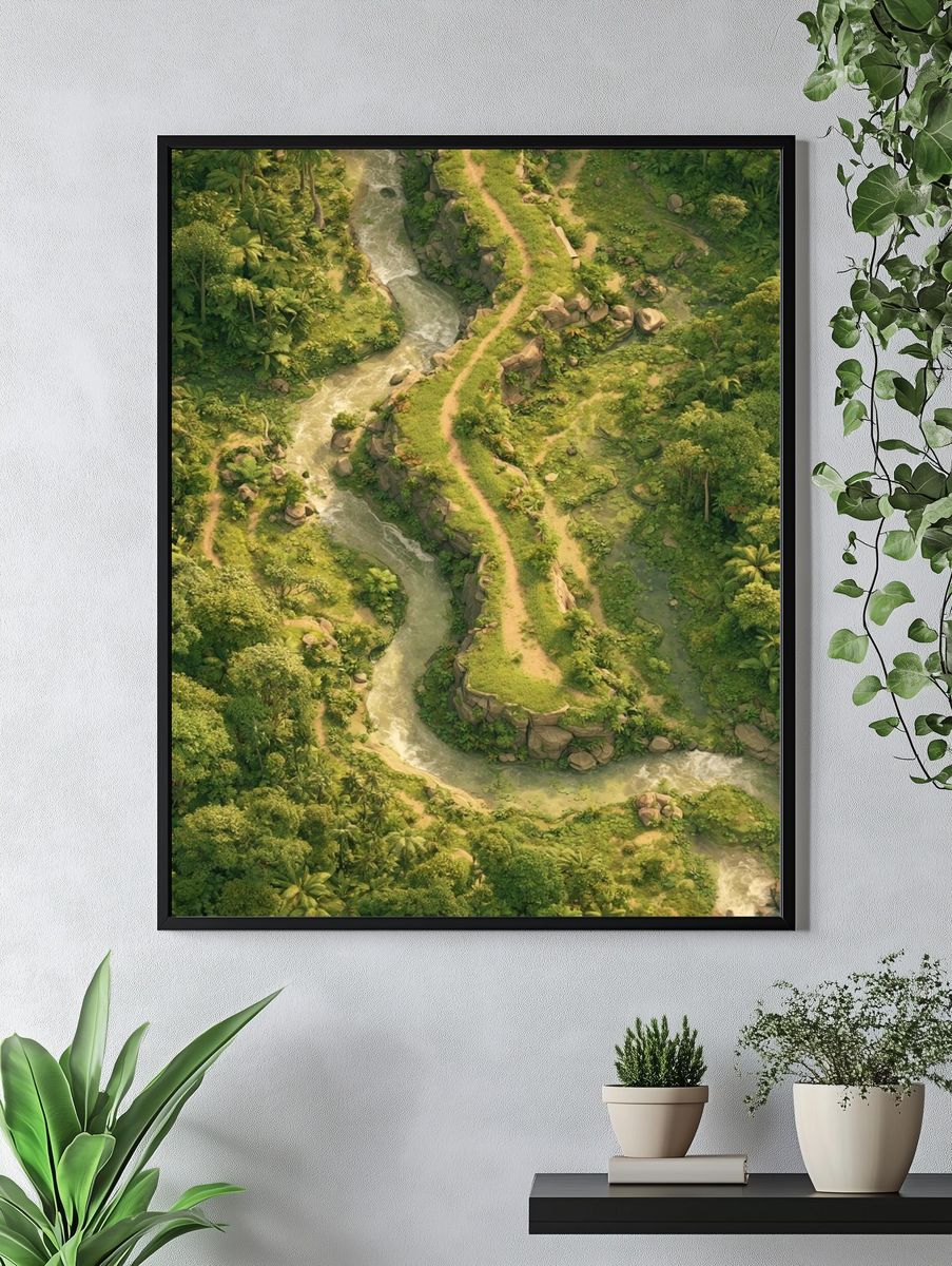 Tropical River Valley Illustration Poster. — room view 4