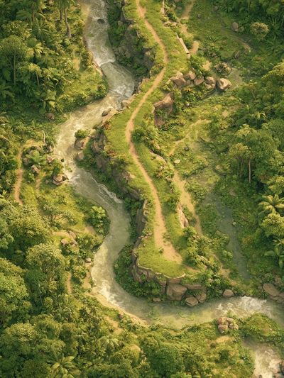 Tropical River Valley Illustration Poster. poster