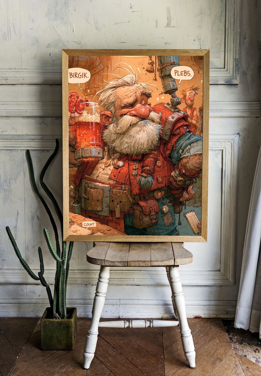 Dwarf Tavern Scene Illustration Poster. room preview