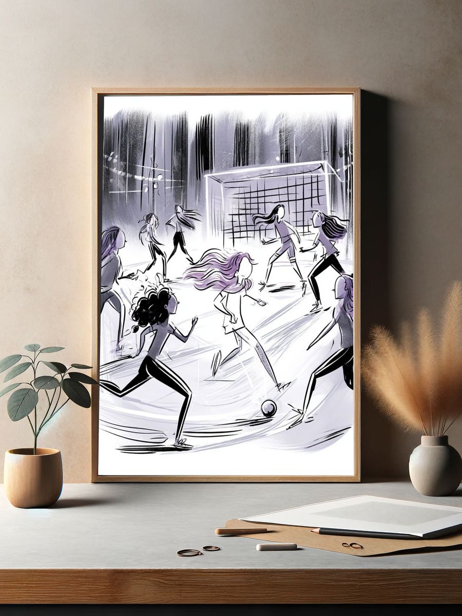 Girls Soccer Illustration Poster. — room view 2