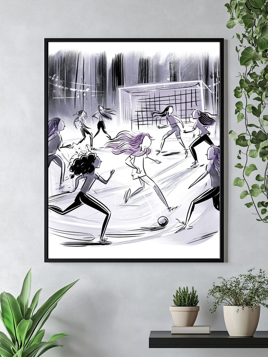 Girls Soccer Illustration Poster. — room view 4