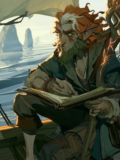 Elven Scribe Fantasy Illustration Poster.