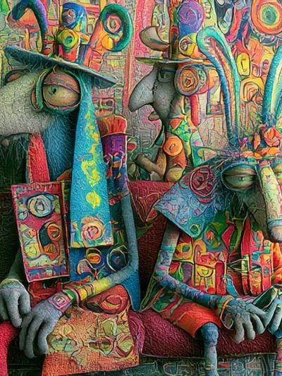 Surreal Rabbit Figures Poster.