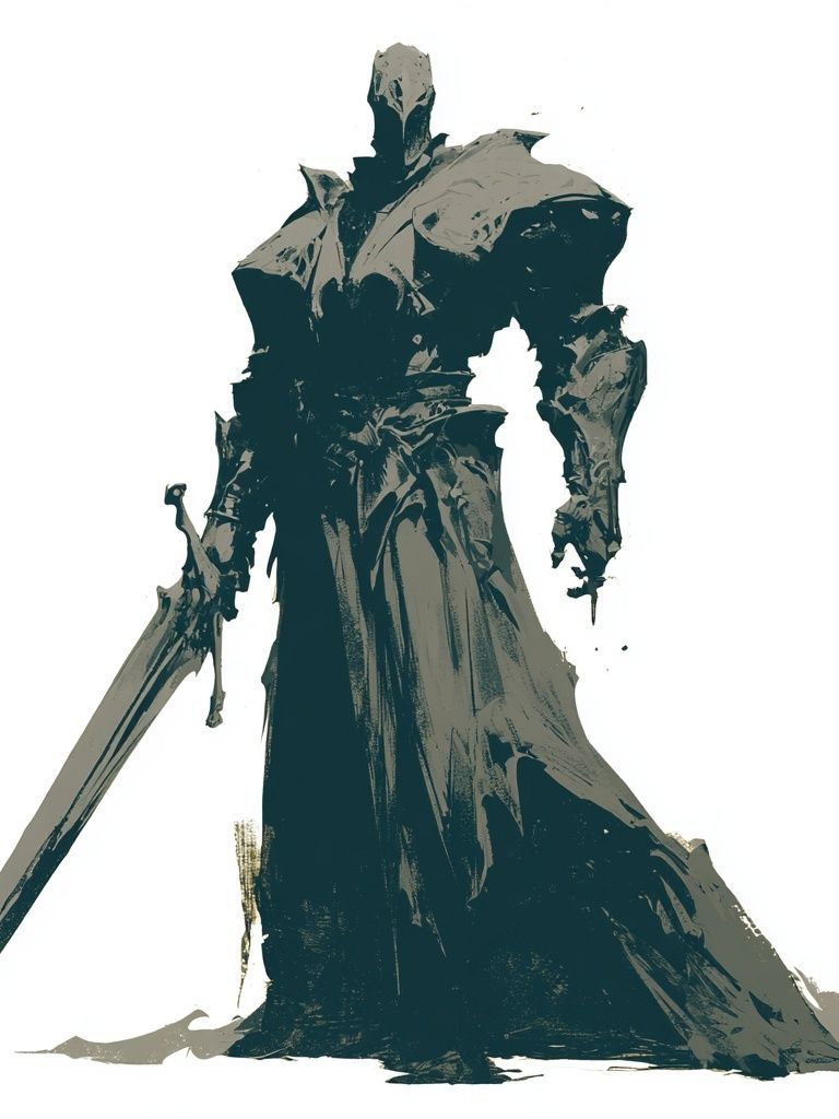 Dark Armored Warrior Illustration Poster. poster — illustration art