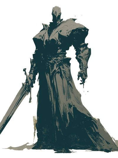 Dark Armored Warrior Illustration Poster. poster print