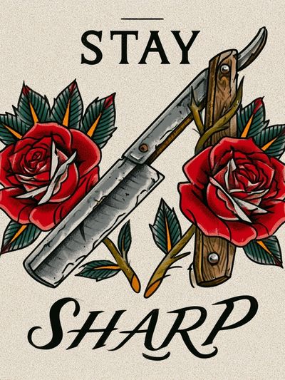 Stay Sharp Tattoo Style Poster. poster