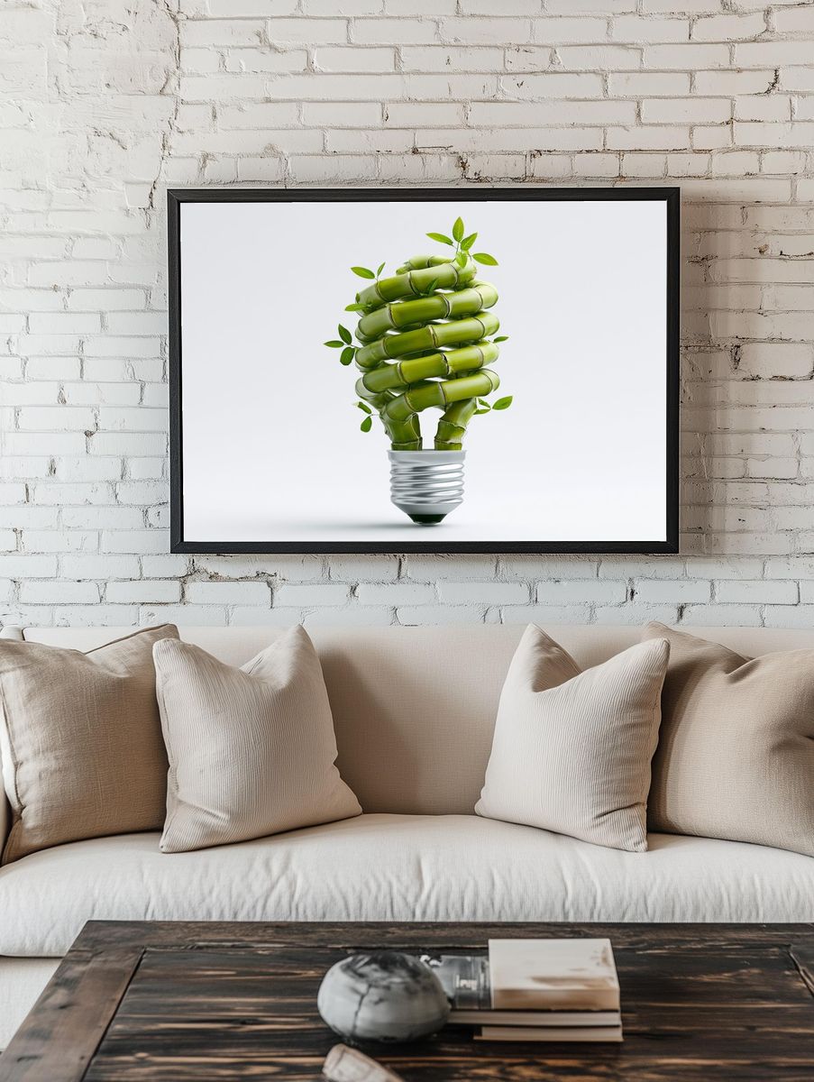 Bamboo Lightbulb Illustration Poster. room preview