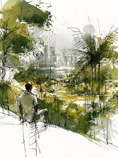 Urban Garden Watercolor Print.