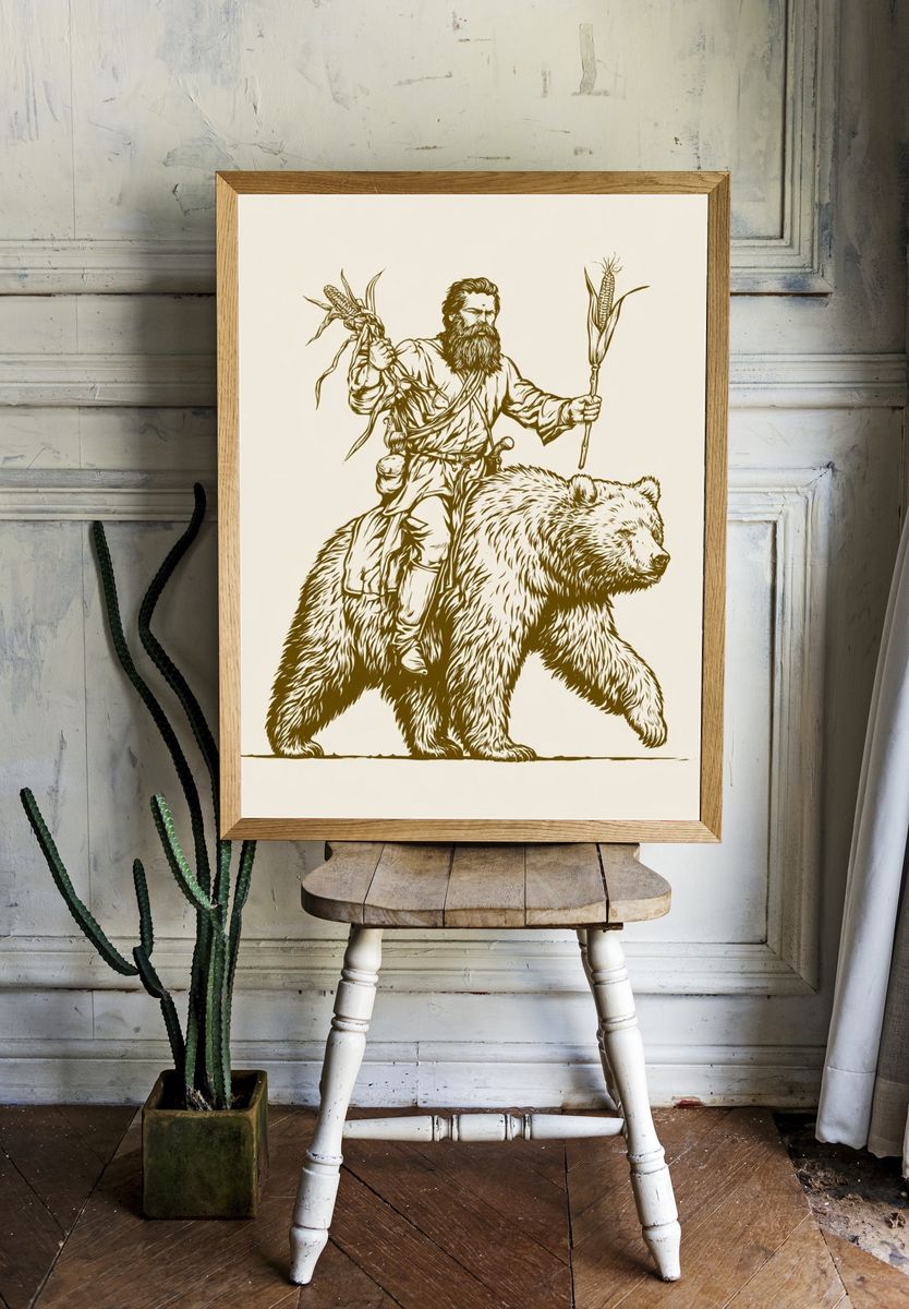 Bear Rider Illustration Poster. room preview