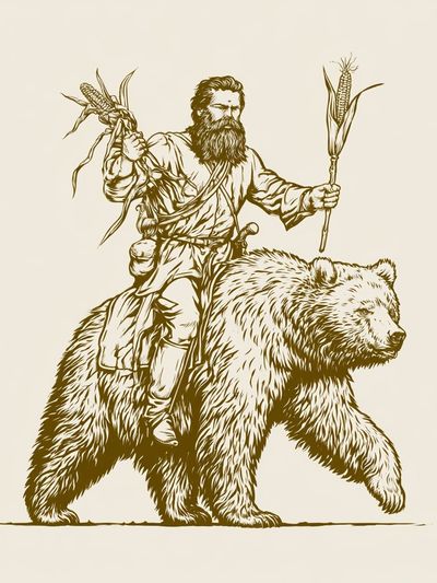 Bear Rider Illustration Poster. poster print