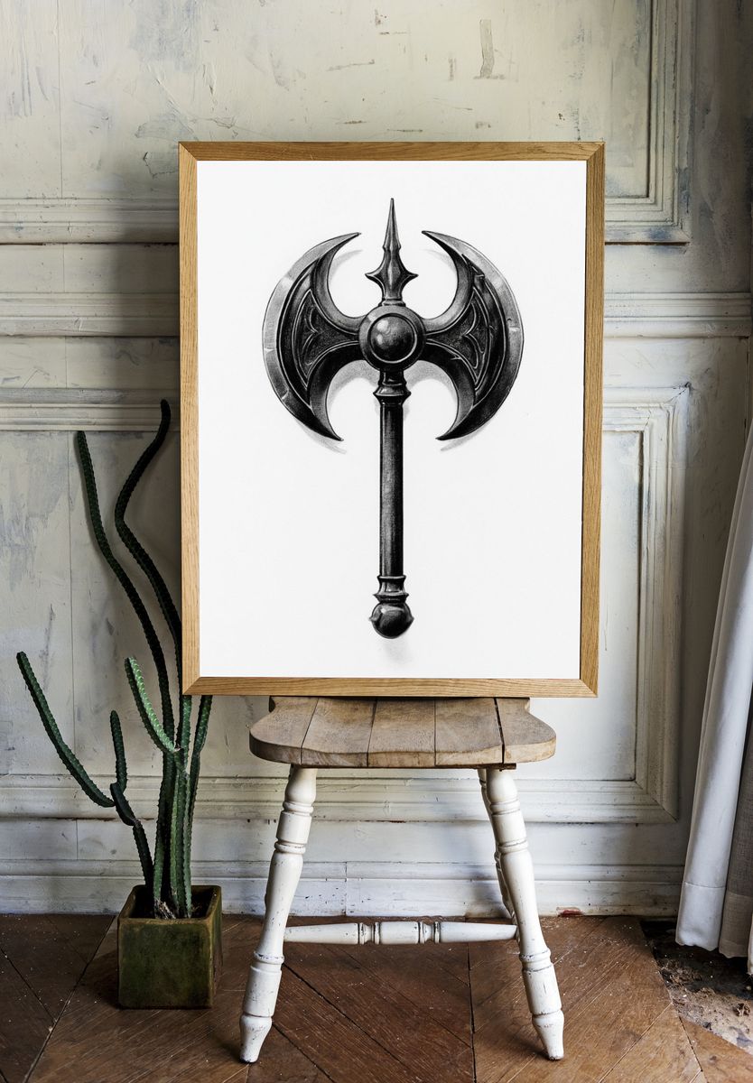 Gothic Battle Axe Illustration Poster. room preview