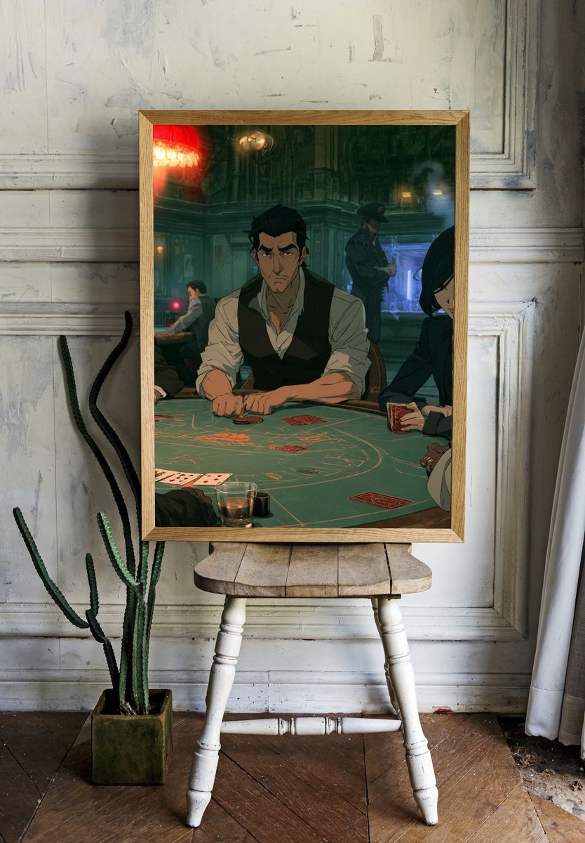 Noir Casino Card Table Poster. — room view 1