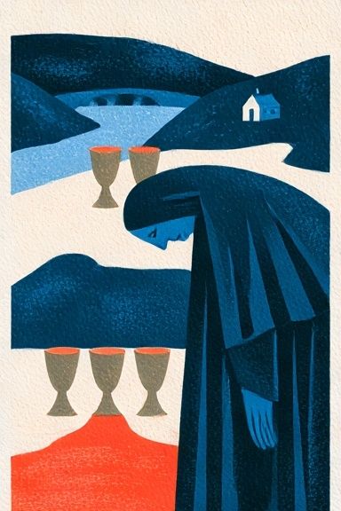 Blue Cloaked Figure — Surreal Print. poster detail