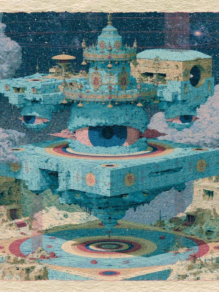 Floating Eye City Surrealism Print. poster — illustration art