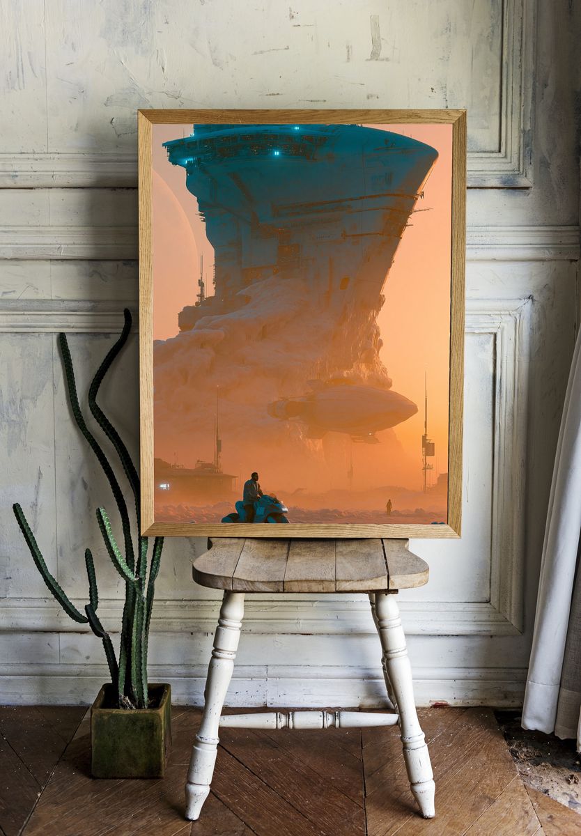 Sci-Fi Spaceport Dawn Poster. — room view 1