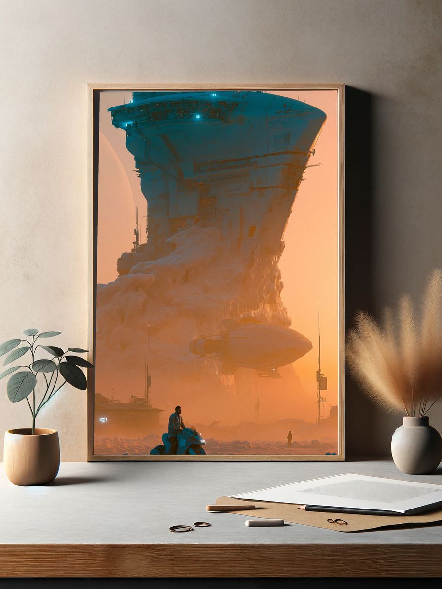 Sci-Fi Spaceport Dawn Poster. — room view 2