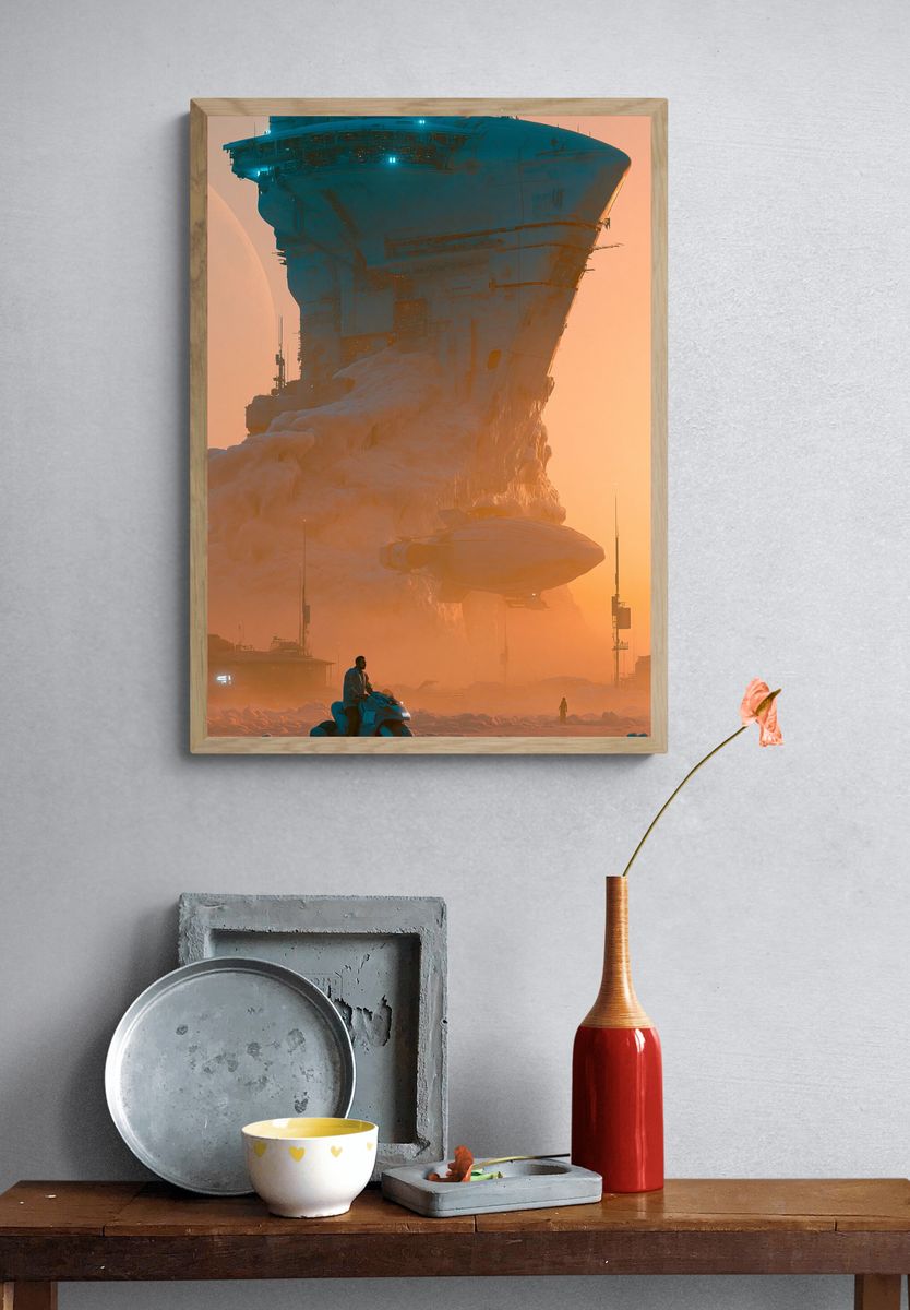 Sci-Fi Spaceport Dawn Poster. — room view 3